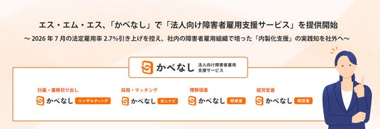エス・エム・エス、「かべなし」で「法人向け障害者雇用支援サービス」を提供開始