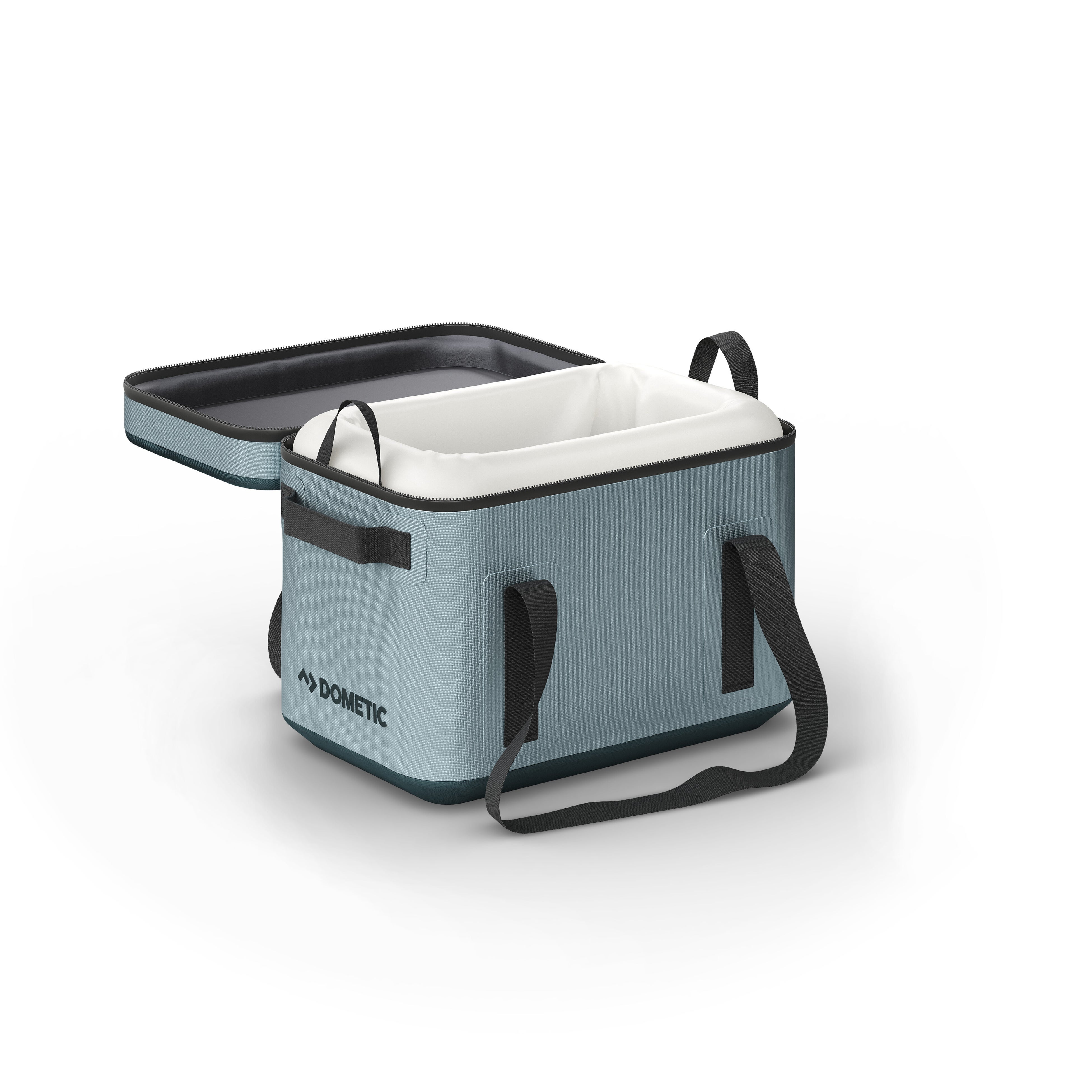 ファスナーが大きく開き、飲食物の出し入れがしやすい構造