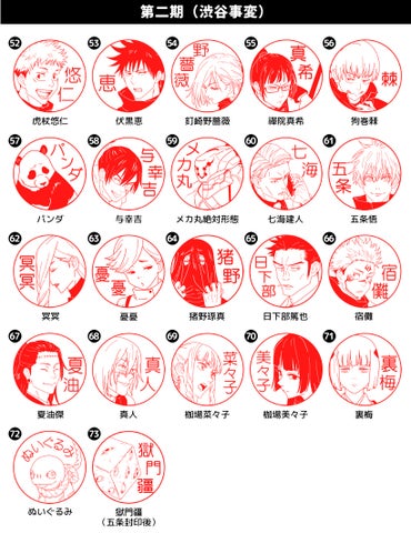 TVアニメ『呪術廻戦』のキャラクター入りはんこ「呪術廻戦 はんこコレクション」に、アニメ第2期「渋谷事変」のキャラクターが追加されました! TVアニメ『呪術廻戦』のキャラクター入りはんこ「呪術廻戦 はんこコレクション」に、アニメ第2期「渋谷事変」のキャラクターが追加されました!