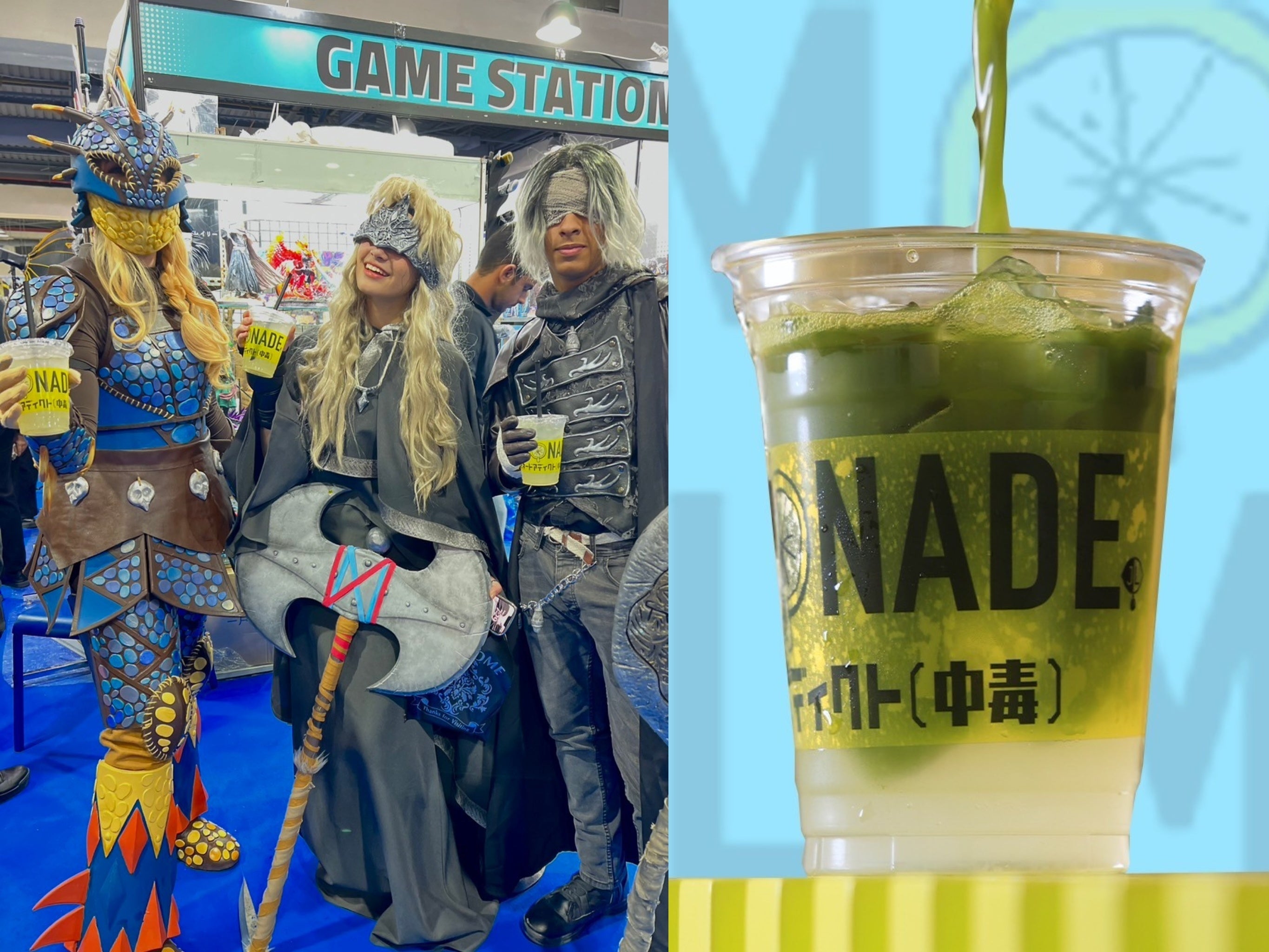 （左）イベント出店時の様子 （右）抹茶レモネード