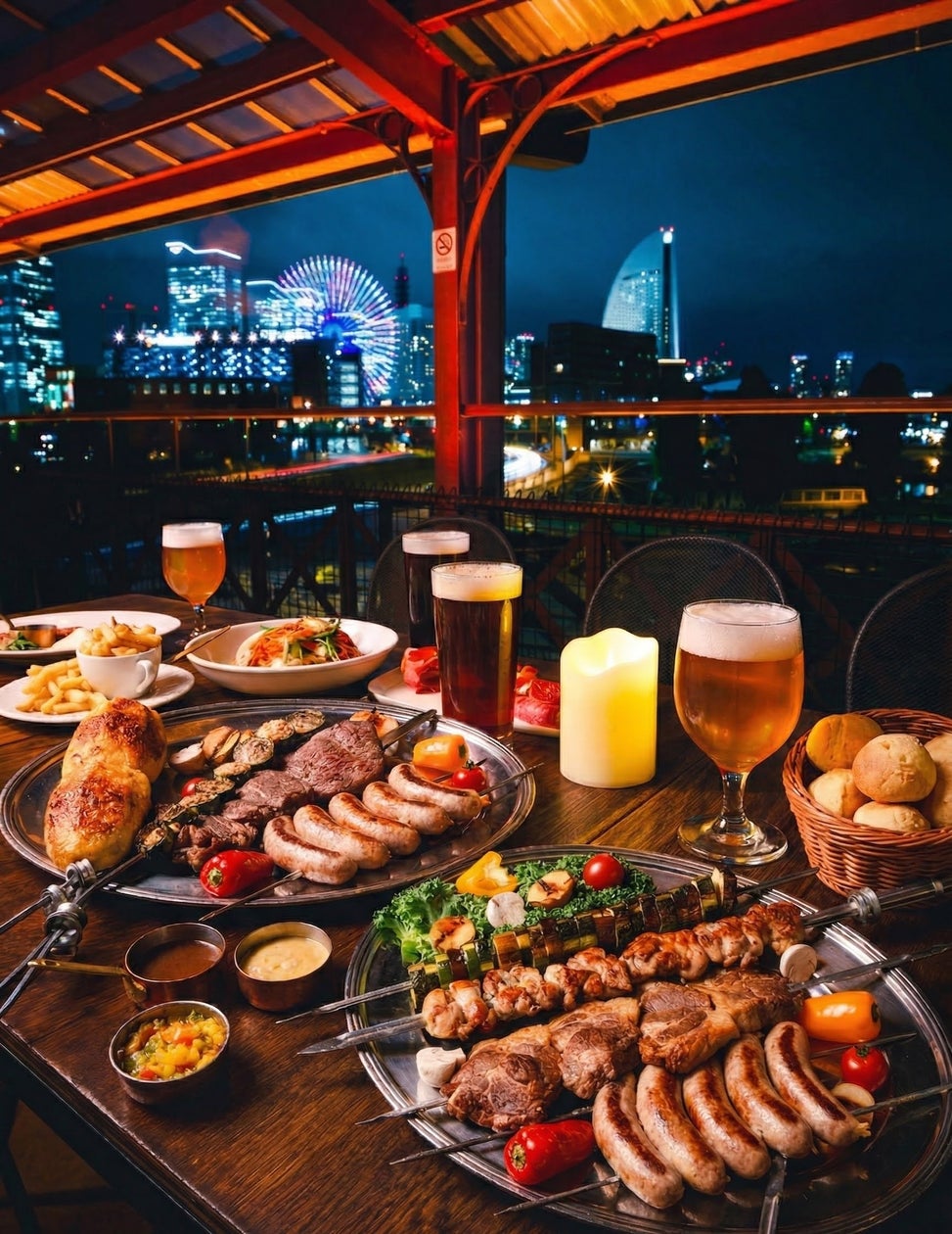 【みなとみらいの夜景をテラスで愉しむ】横浜赤レンガ倉庫BUTCHER REPUBLIC 横浜赤レンガ シュラスコBBQ & BEERにて8月24日限定の花火観賞&本格シュラスコ食べ放題プランを販売!
