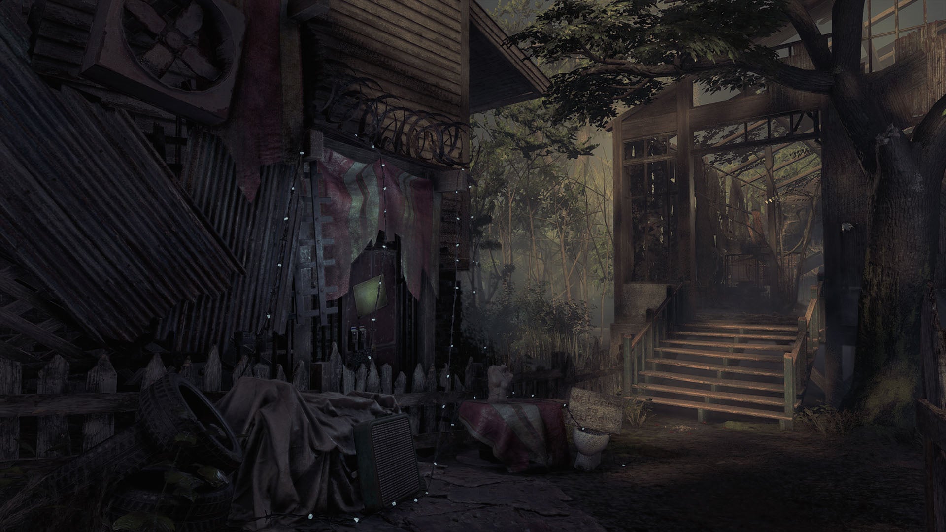 閉鎖的な屋内と開けた中庭、キャラクターの異なるステージが混在するベイカーハウス