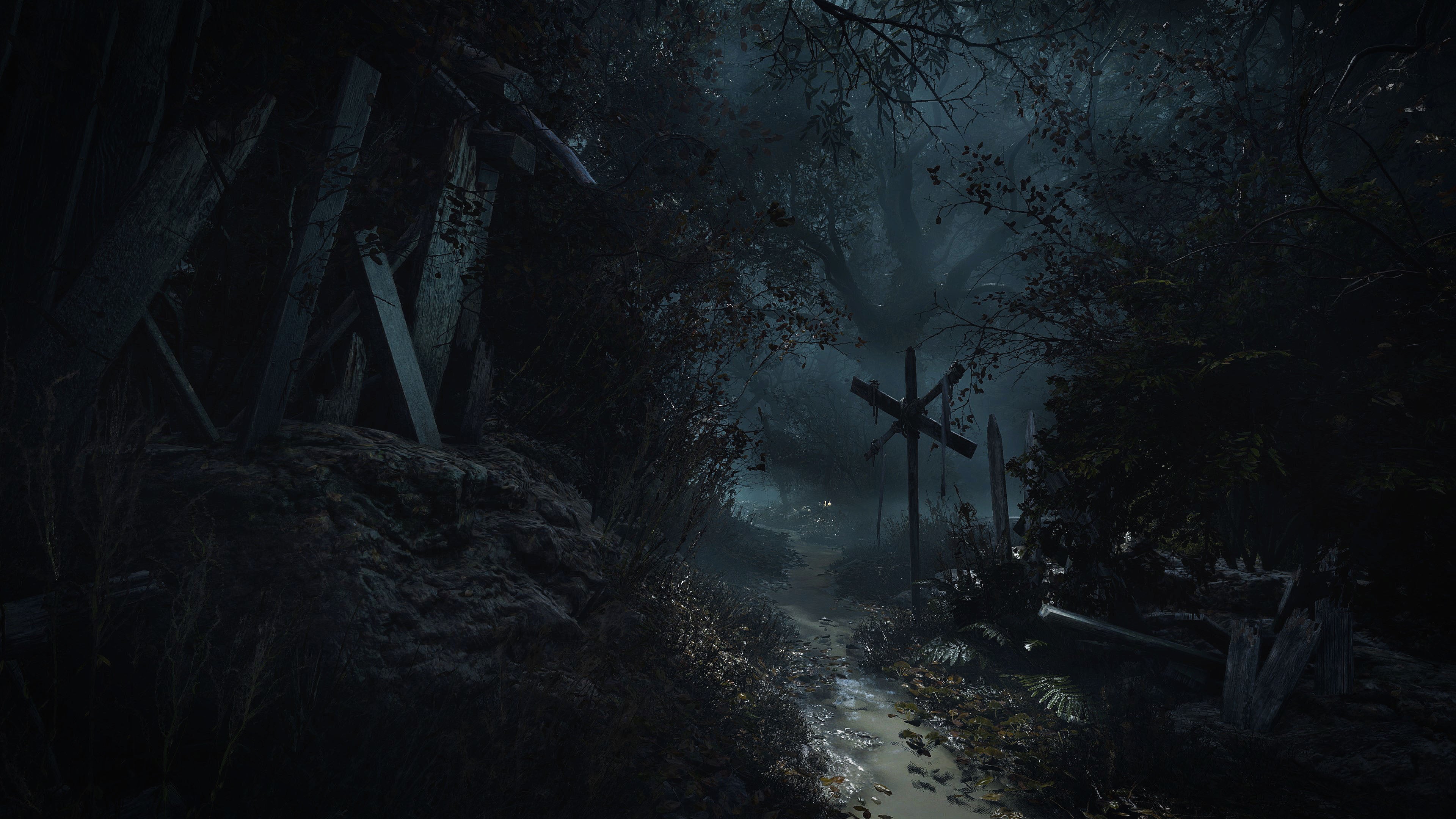 原作以上の不気味さで描かれた森。VRでのゲームプレイで、その不気味さは倍加する