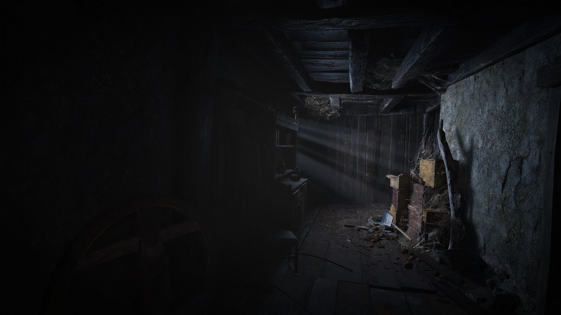 最序盤に訪れる猟師小屋。通常のゲームプレイでは気づきづらかったディティール表現にも注目だ
