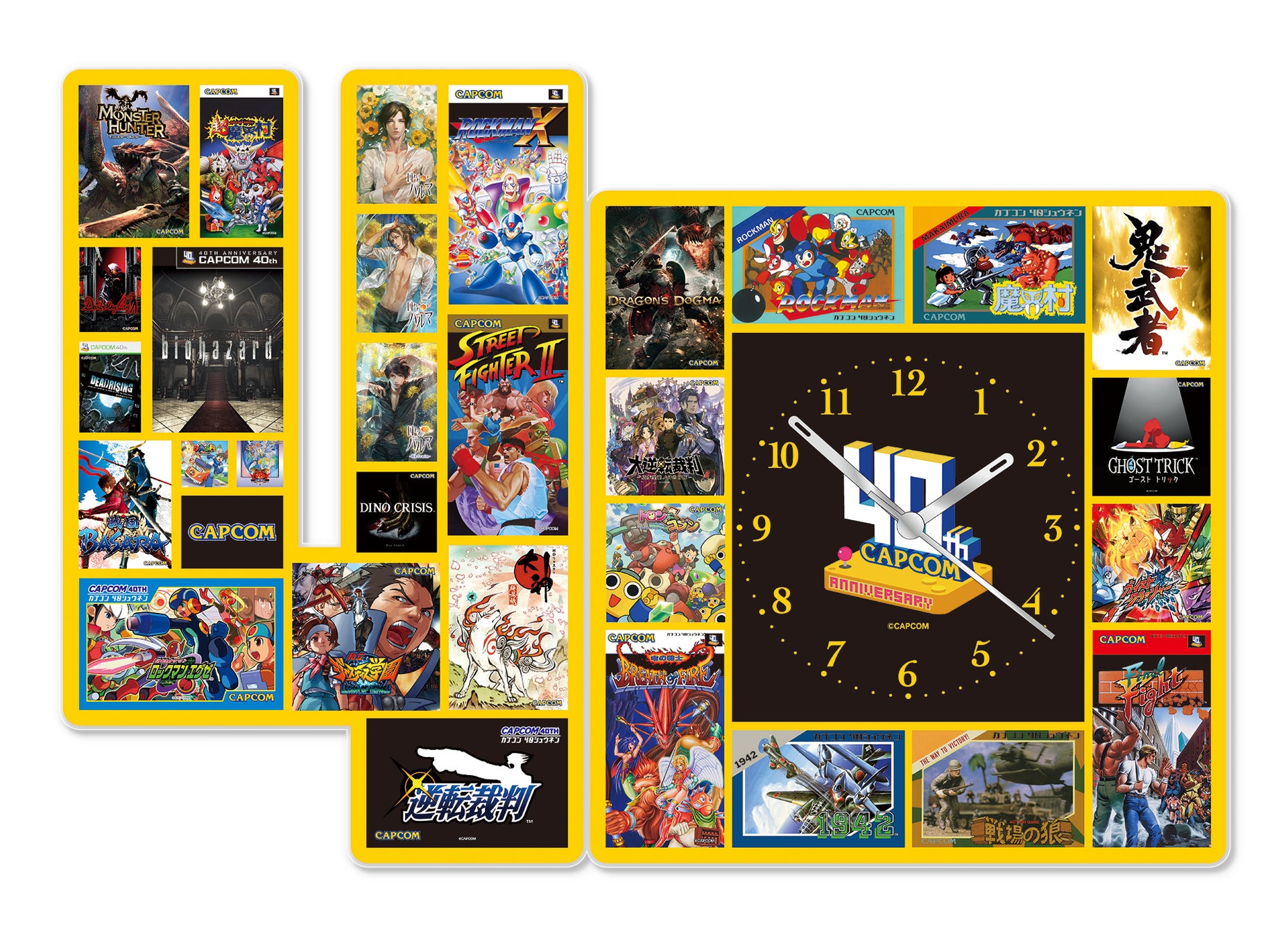 カプくじ カプコン40周年 S賞 アクリルクロック アクリル時計 カプコンの歴史を彩った名作タイトルが大集合! カプコン40周年