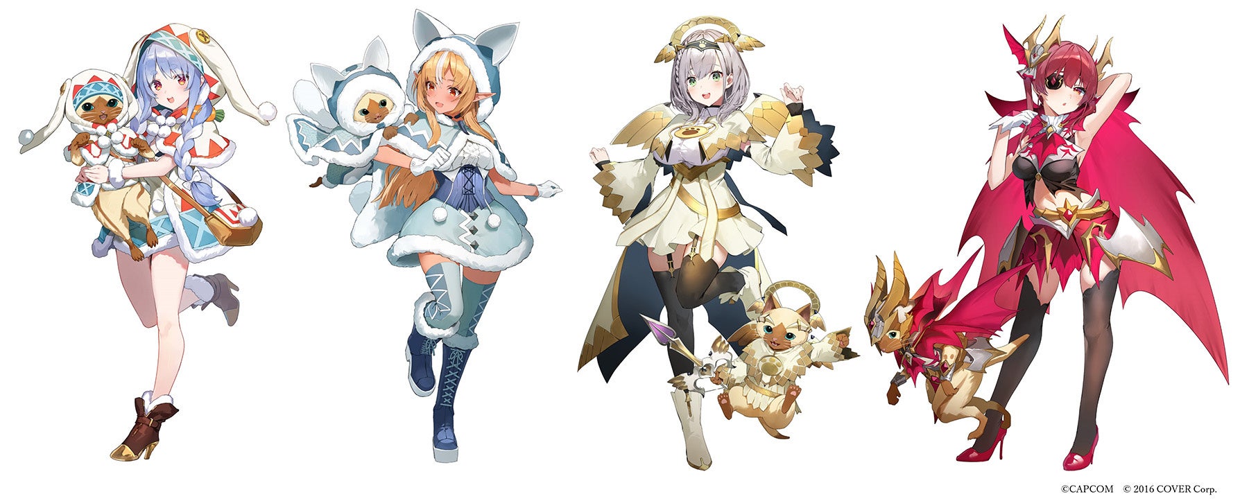 「モンスターハンター」と「ホロライブ3期生」がコラボ決定! オトモアイルーとおそろいの特別なコラボ衣装を纏った限定プライズ景品がカプコンの直営店で登場!