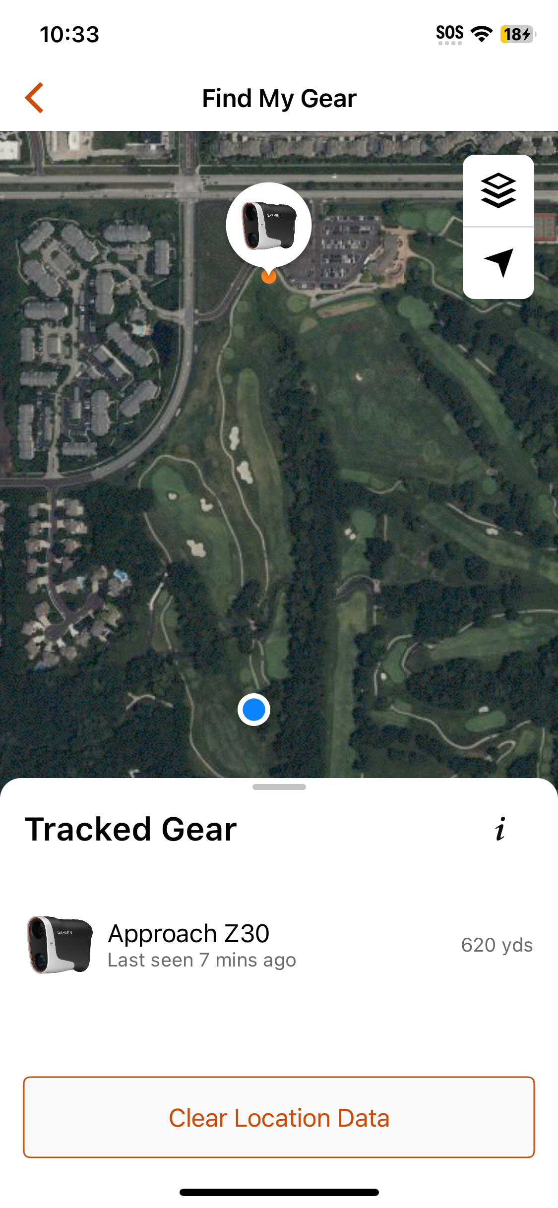 「Find My Garmin」機能の表示