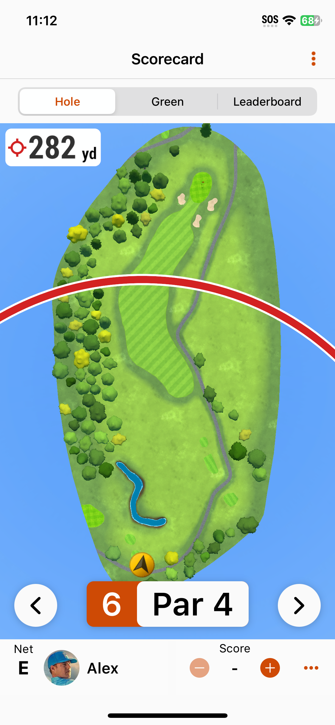 Garmin Golfアプリの表示（コース上のターゲット）