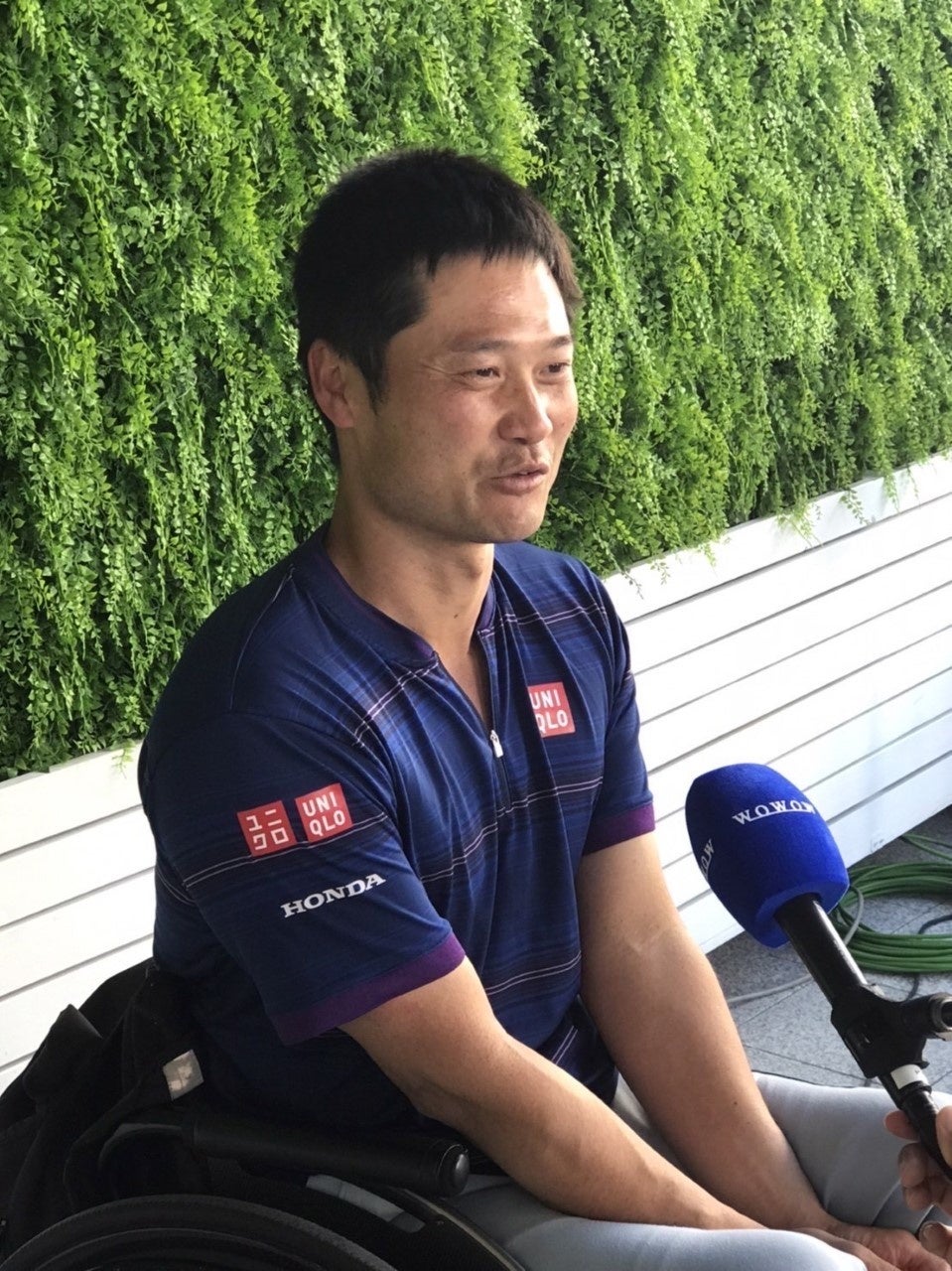 WOWOWをインタビューを受ける国枝慎吾選手