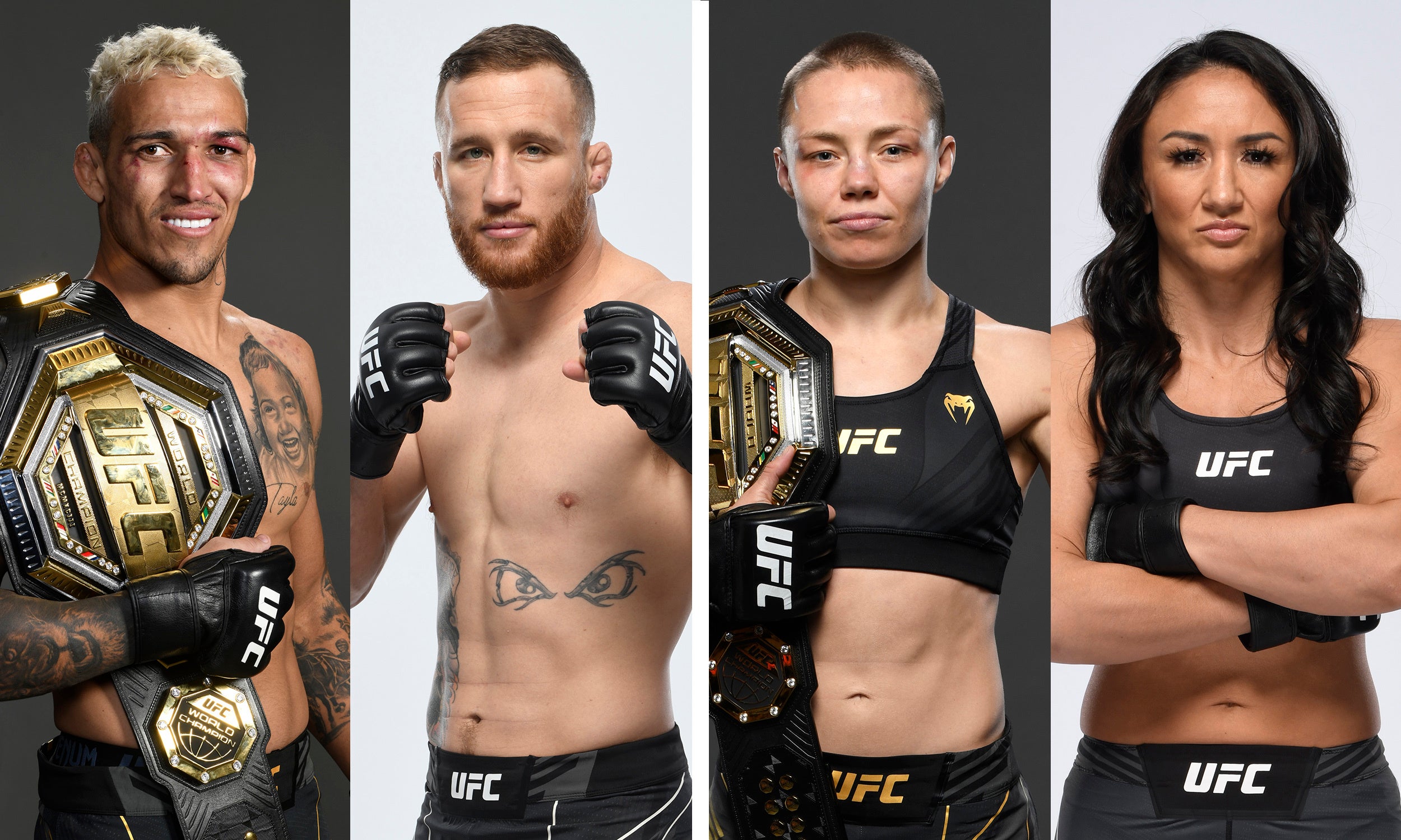 （写真左より）シャールズ・オリヴェイラ、ジャスティン・ゲイジー、ローズ・ナマユナス、カーラ・エスパルザ／Getty Images