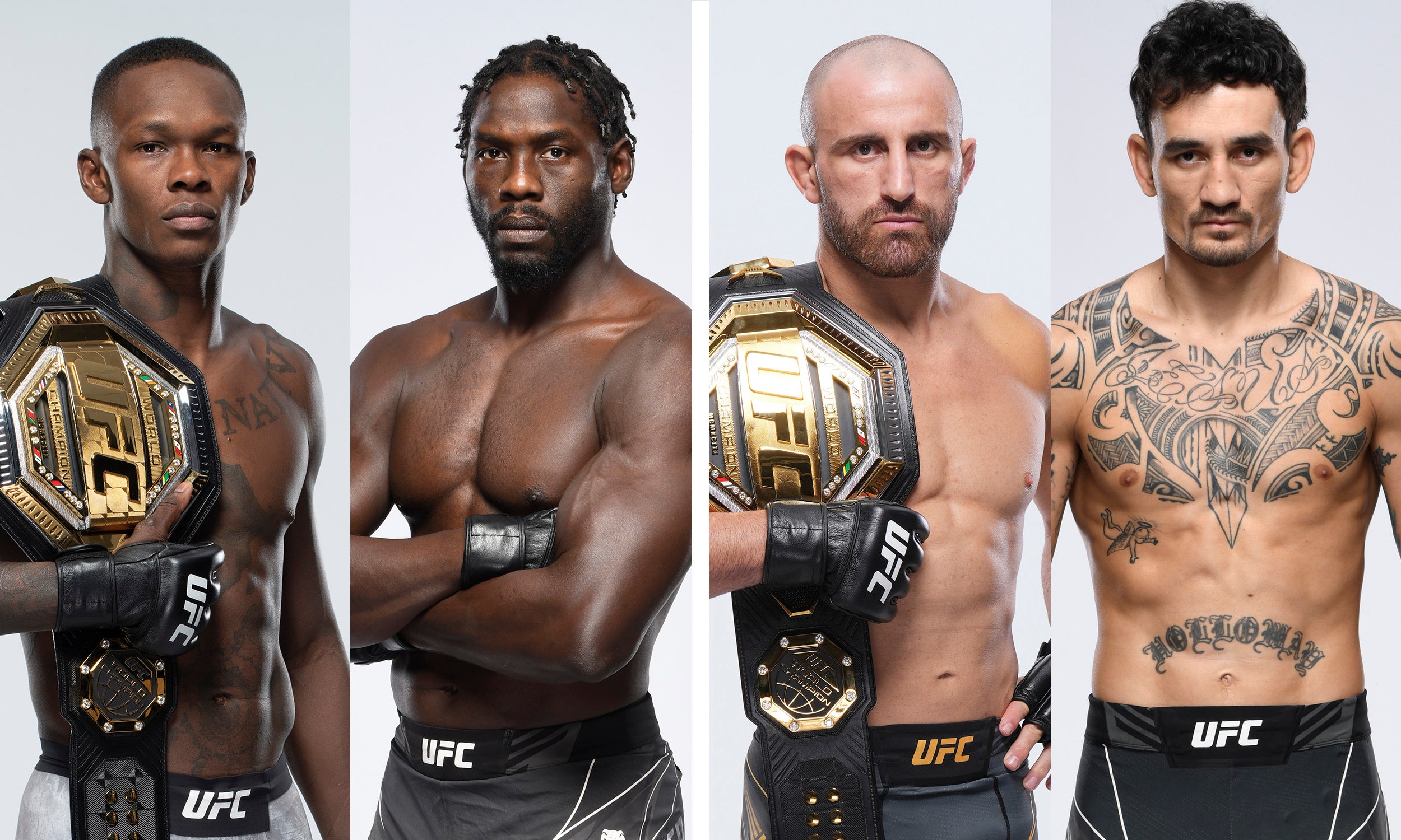 （写真左より）イズラエル・アデサニヤ、ジャレッド・キャノニア、アレクサンダー・ヴォルカノフスキー、マックス・ホロウェイ／Getty Images