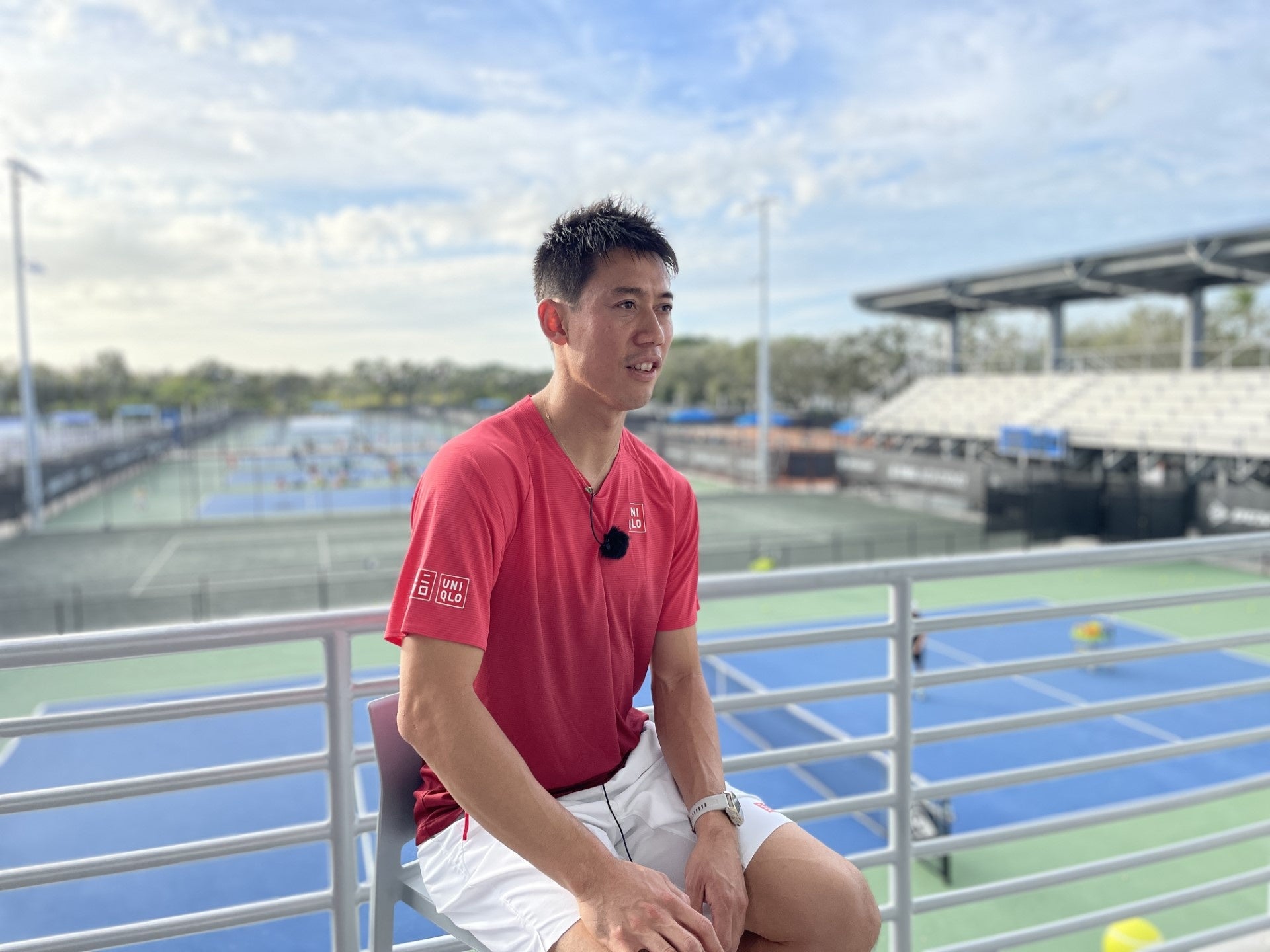 フロリダにあるIMGアカデミーでWOWOWの独占インタビューに答えた錦織圭。復帰に向けての思いなどを語った