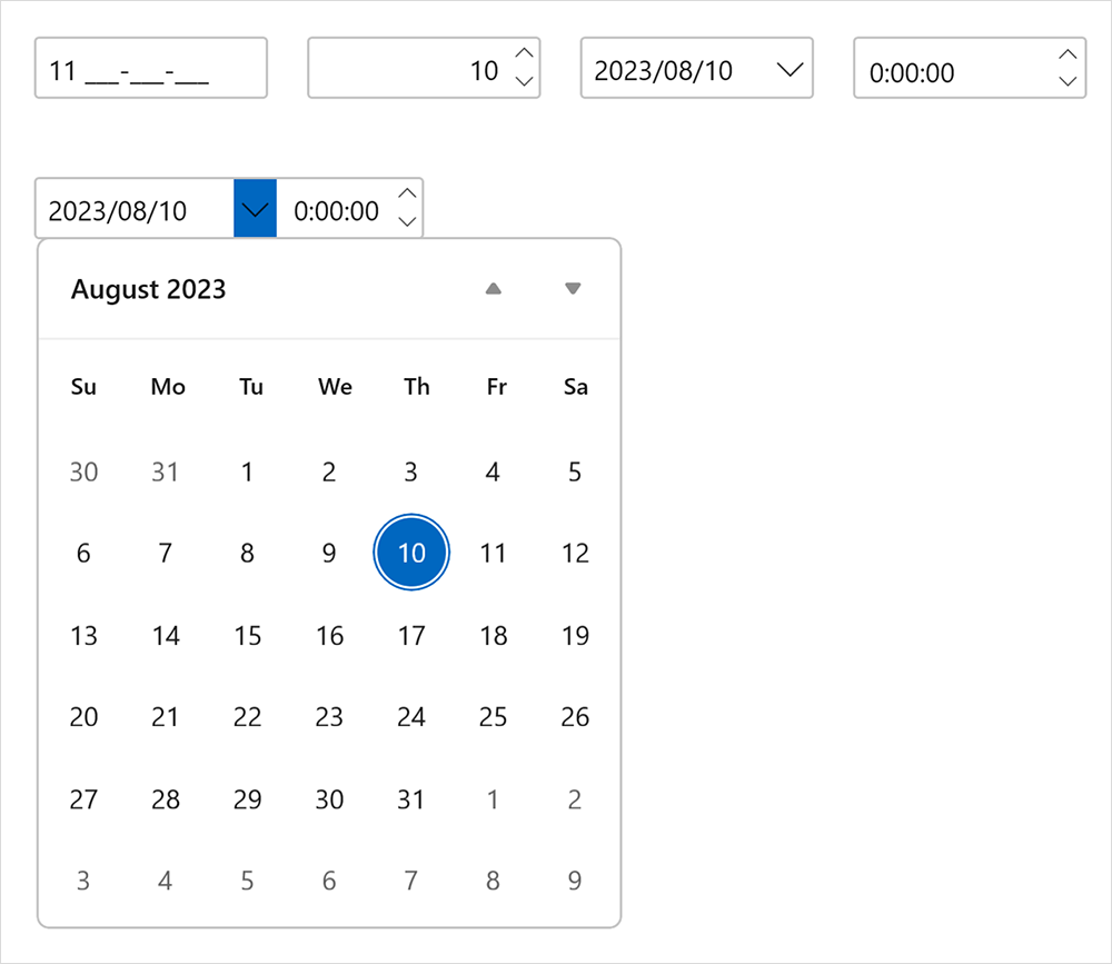 【WinUI】入力コントロール「InputとDateTimeEditors」