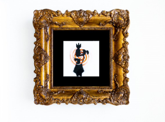 バンクシー 絵画 油絵 油彩 肉筆 肉筆油絵F20号『非爆弾(花束)を投げる