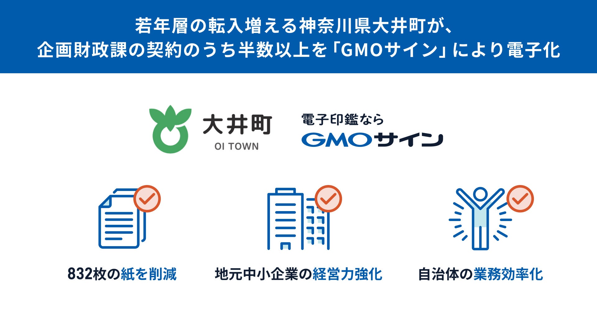 若年層の転入増える神奈川県大井町が、企画財政課の契約のうち半数以上を「GMOサイン」により電子化【GMOグローバルサイン・HD】