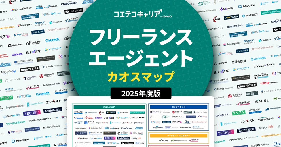 「コエテコキャリア byGMO」が、2025年版『フリーランスエージェントカオスマップ』を公開【GMOメディア】