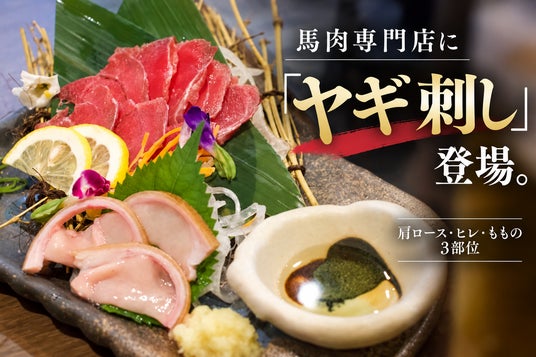 馬肉専門店で「ヤギ刺し」!? 大阪・堺筋本町に肩ロース・ヒレ・ももの3部位が新登場|大衆馬肉酒場 馬王 堺筋本町店 馬肉専門店で「ヤギ刺し」!? 大阪・堺筋本町に肩ロース・ヒレ・ももの3部位が新登場|大衆馬肉酒場 馬王 堺筋本町店