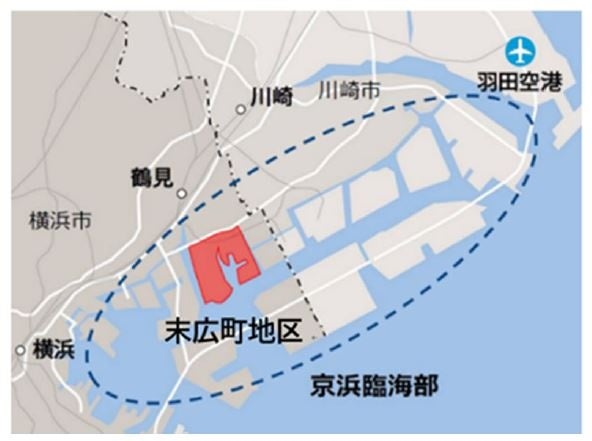 京浜臨海部（末広町地区）位置図