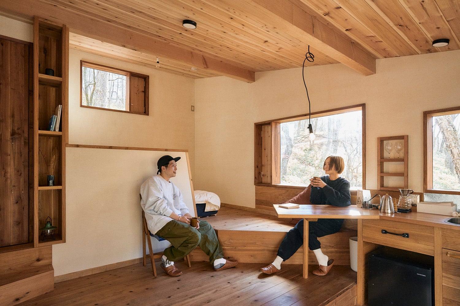 ist - Aokinodaira Fieldでも人気を博す宿泊棟「Hut」。ist - Sadoでは２棟を建設。