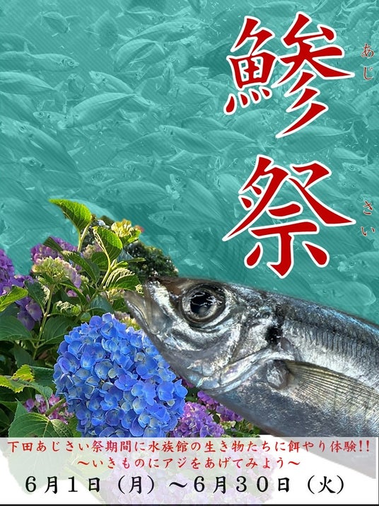 【下田海中水族館】水族館の鯵祭(あじさい)開催!?生き物たちへのアジの餌やり体験キャンペーン 2026年6月1日(月)~6月30日(火) 【下田海中水族館】水族館の鯵祭(あじさい)開催!?生き物たちへのアジの餌やり体験キャンペーン 2026年6月1日(月)~6月30日(火)