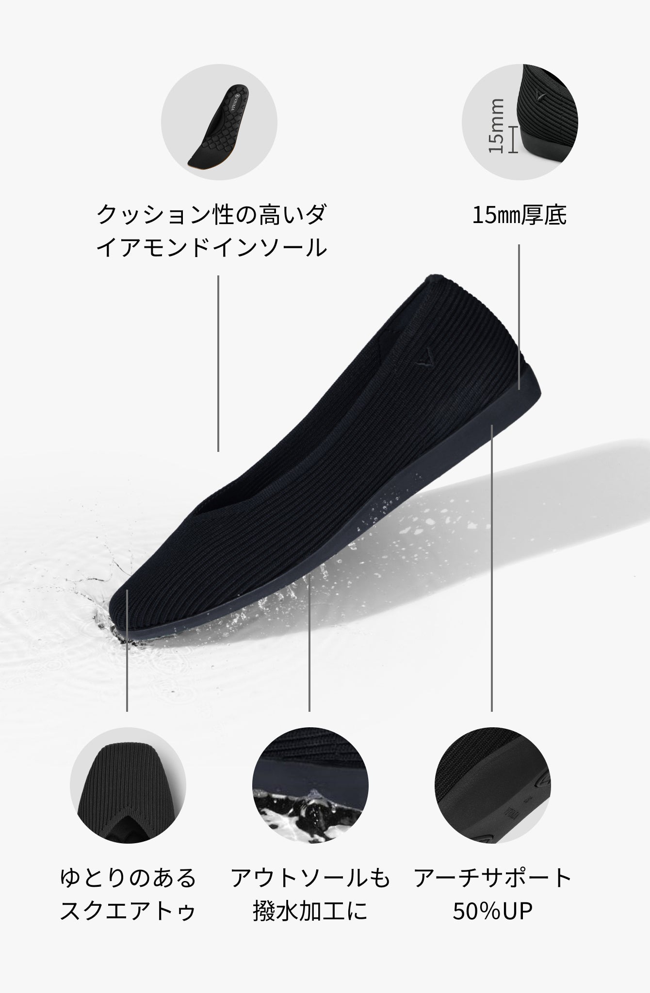 人気デザイン 未使用級 VIVAIA【37】フラットシューズ 撥水加工 メッシュ メッシュ素材が涼しげな大人のきれいめシューズ – VIVAIA JAPAN
