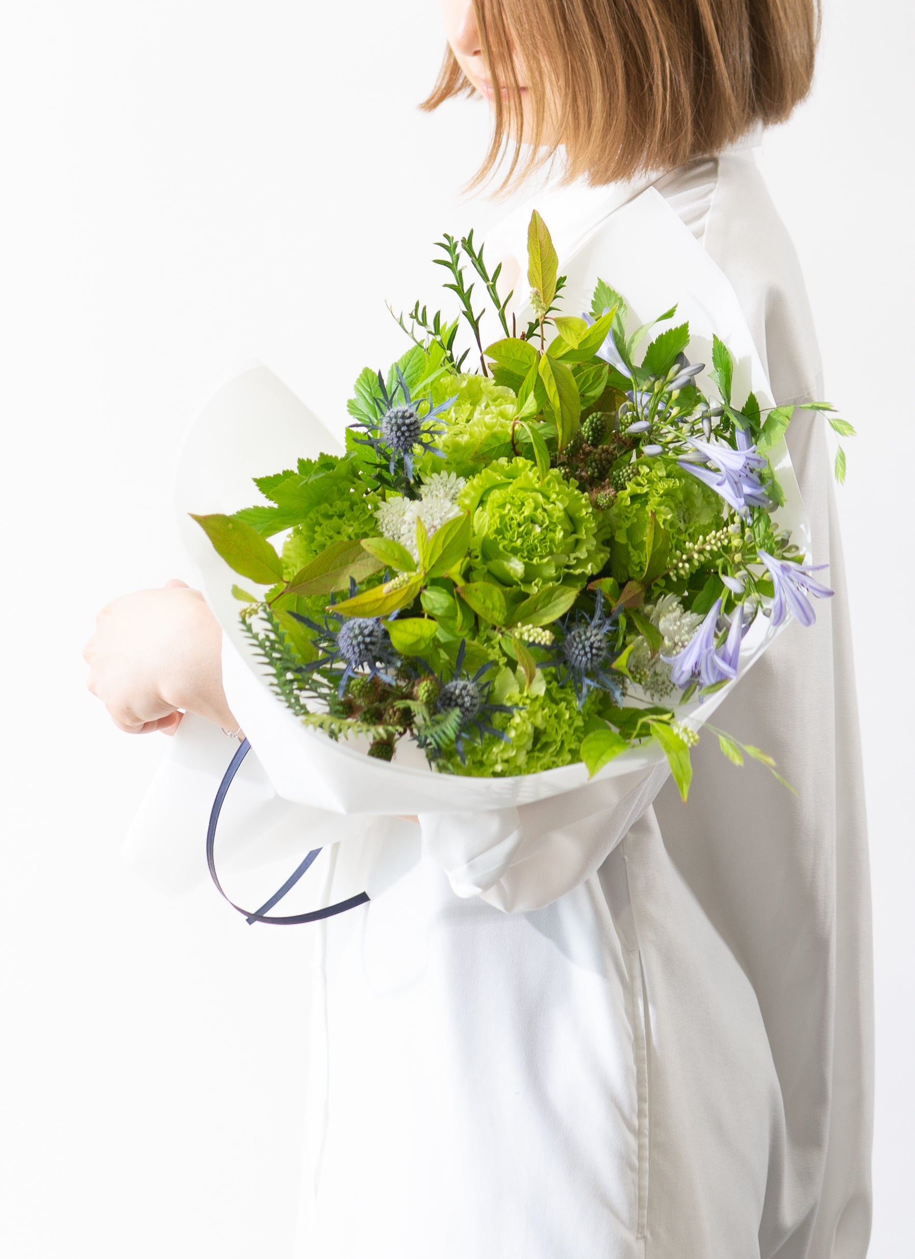 初夏の花束 トルコキキョウ グリーン・ネイビー