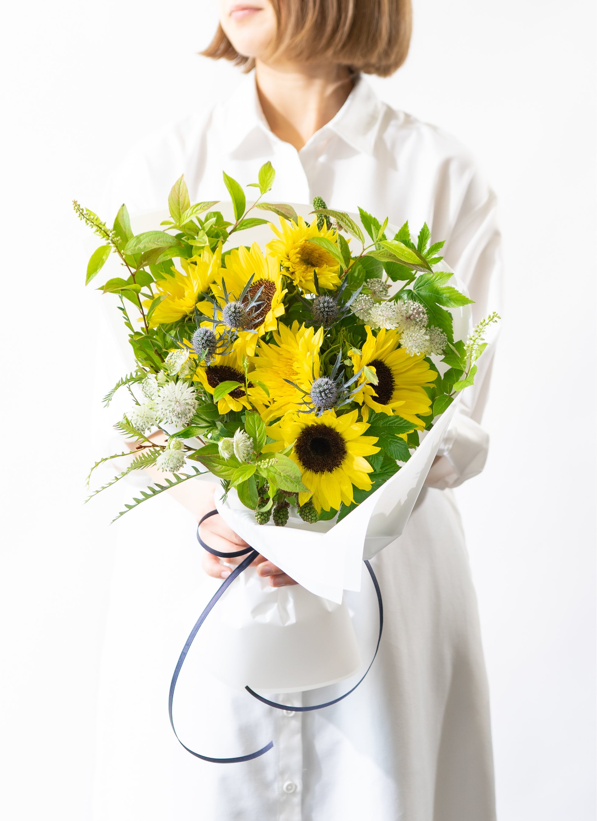 ひまわり 花束 イエロー・ネイビー