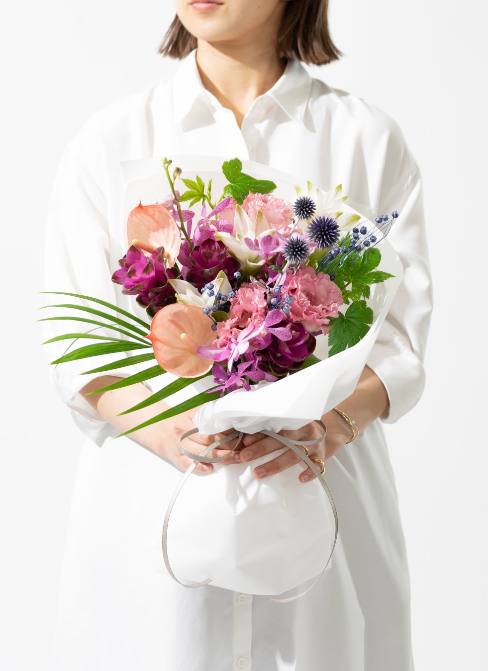 サマーブーケ 南国系 ピンク ブルー M