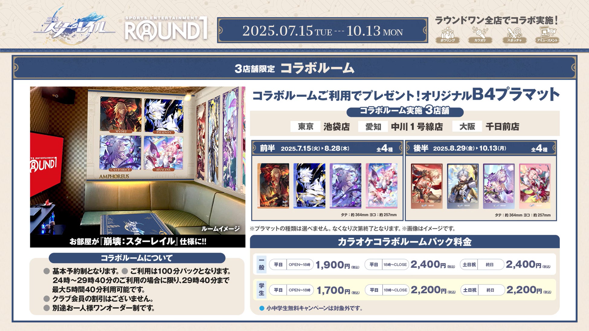 崩壊スターレイル ラウンドワン コラボ クリアチケット セミコンプリート ① 崩壊スターレイル ラウンドワン コラボ クリアチケット セミ