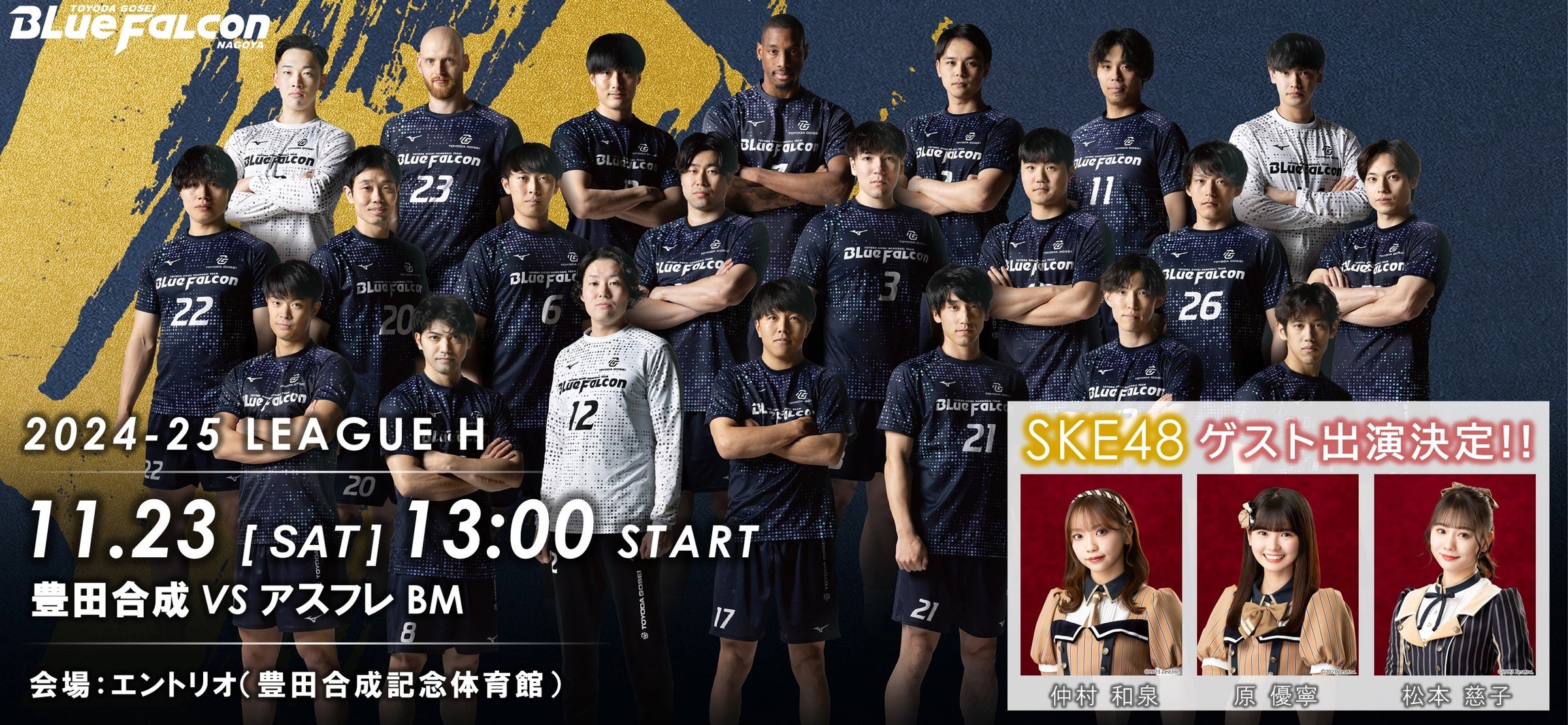 ‐ハンドボール国内トップリーグ リーグH(エントリオ開催)‐    11月23日(土) 豊田合成vsアスフレBM~SKE48も来場!!~