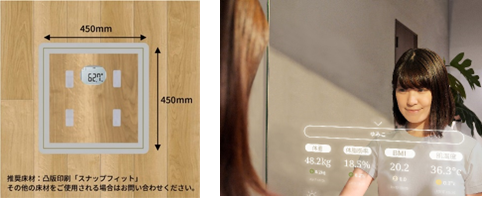 ▲cheercle®メーター（イメージ）　　　▲cheercle®ミラー（イメージ）