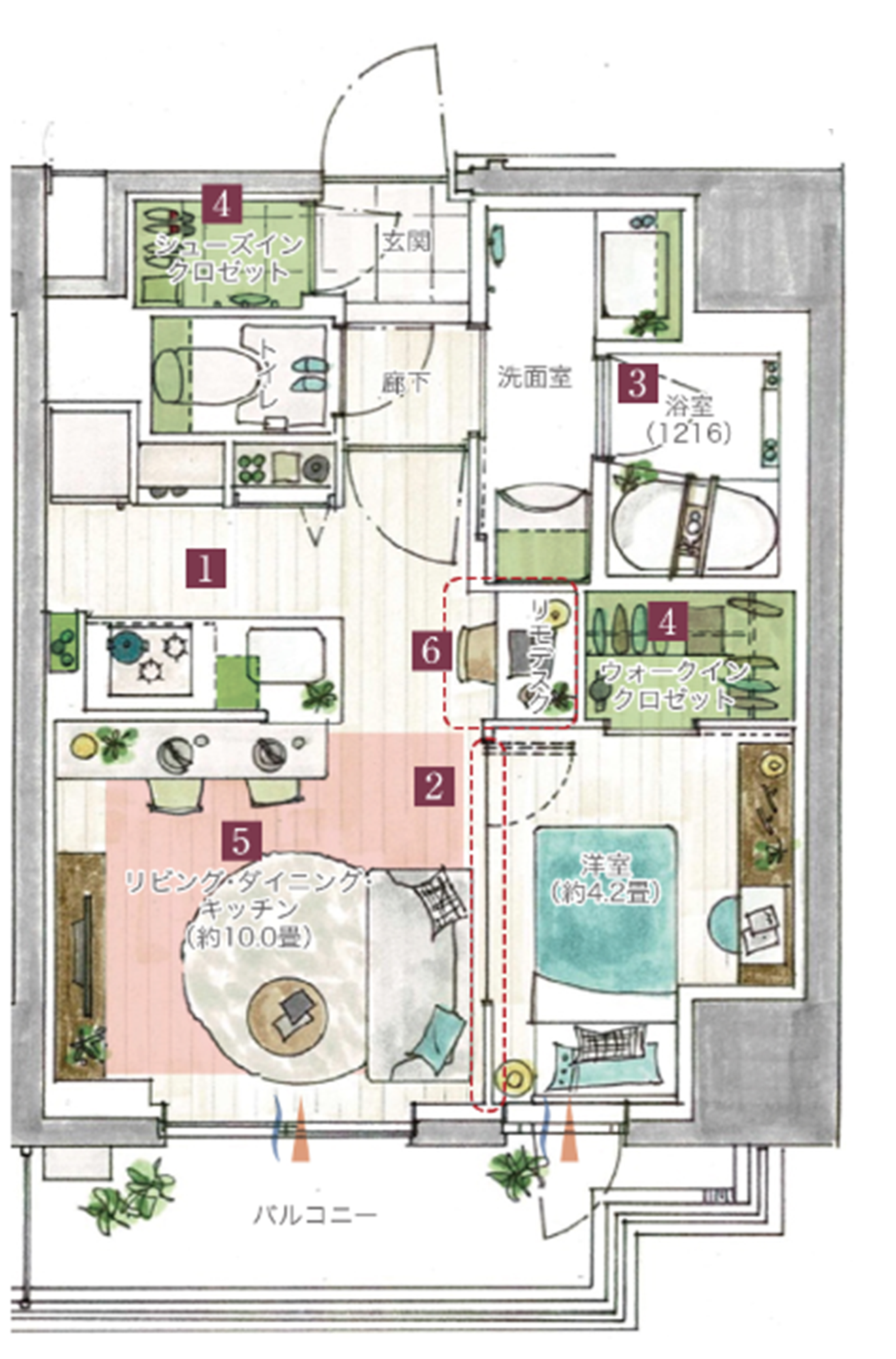 ▲【例】A type 1LDK・WIC・SIC 専有面積 37.68㎡