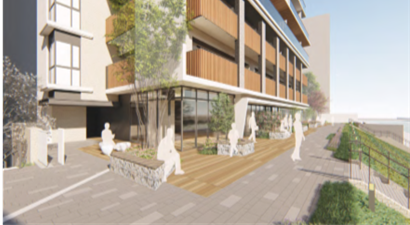 隅田川を望むオープンスペース（完成予想図）