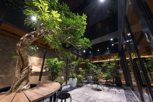 ▲緑に囲まれたテラス