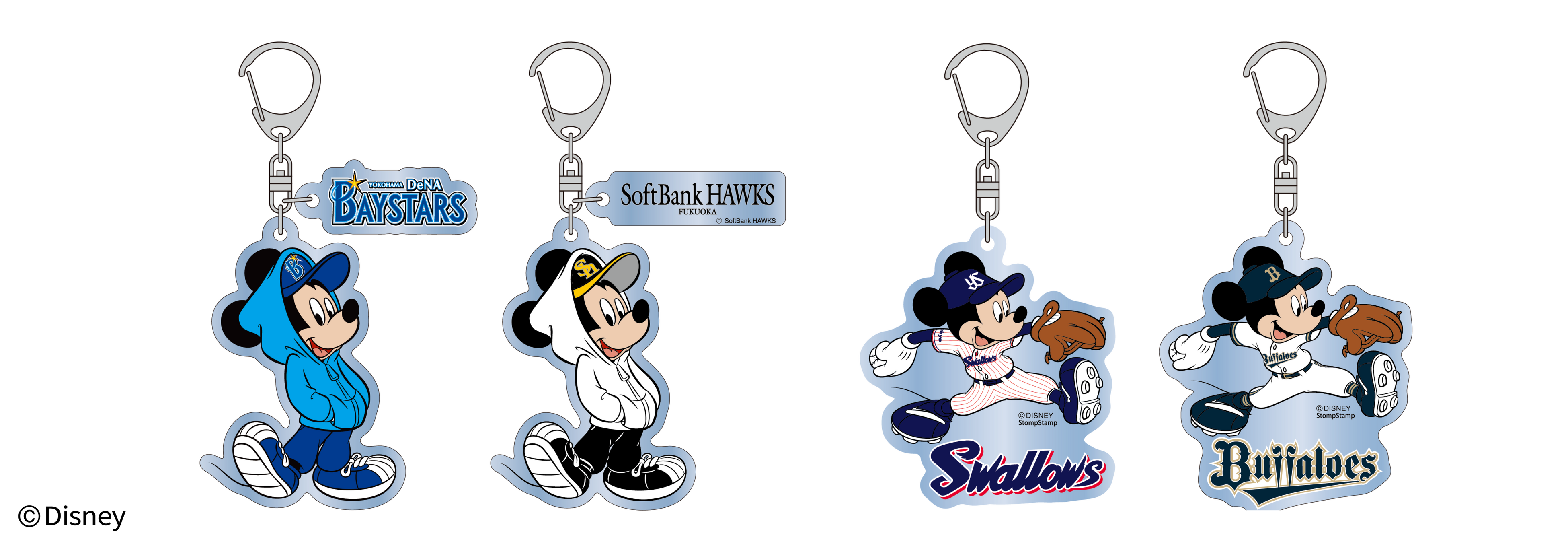 ディズニーキャラクターがプロ野球12球団のユニフォーム姿で登場