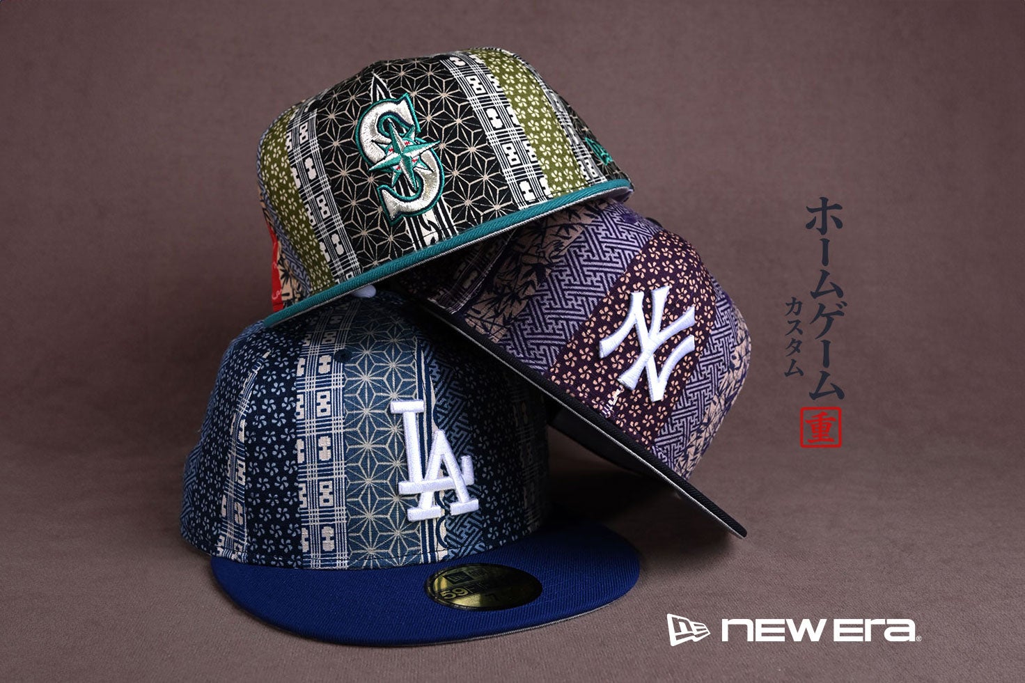 HOMEGAMEより、NEW ERA別注「59FIFTY KASANE PACK(重)」が10月10日(土)発売。日本の伝統文様を現代的に再構築したMLB別注コレクション