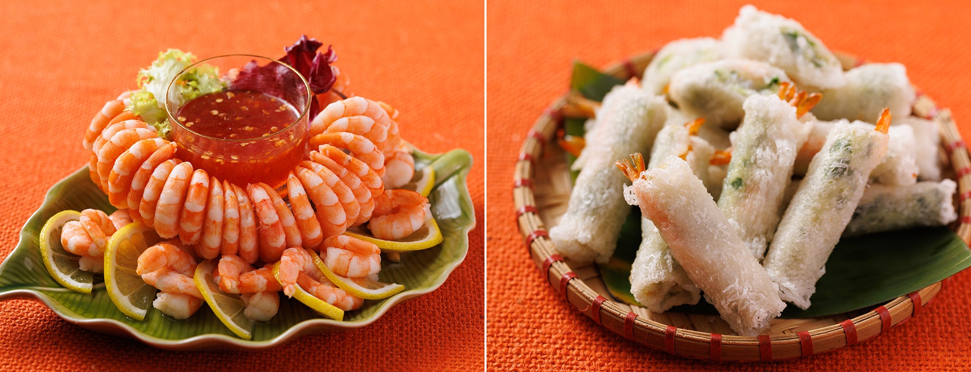 （左）カクテルシュリンプチリソース（右）ベトナム春巻き