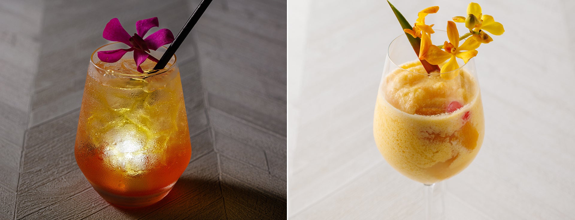 （左）サマーバケーション ￥1,200（税・サ込） （右）サンライズネーション ¥1,000ノンアルコール￥800（税・サ込）