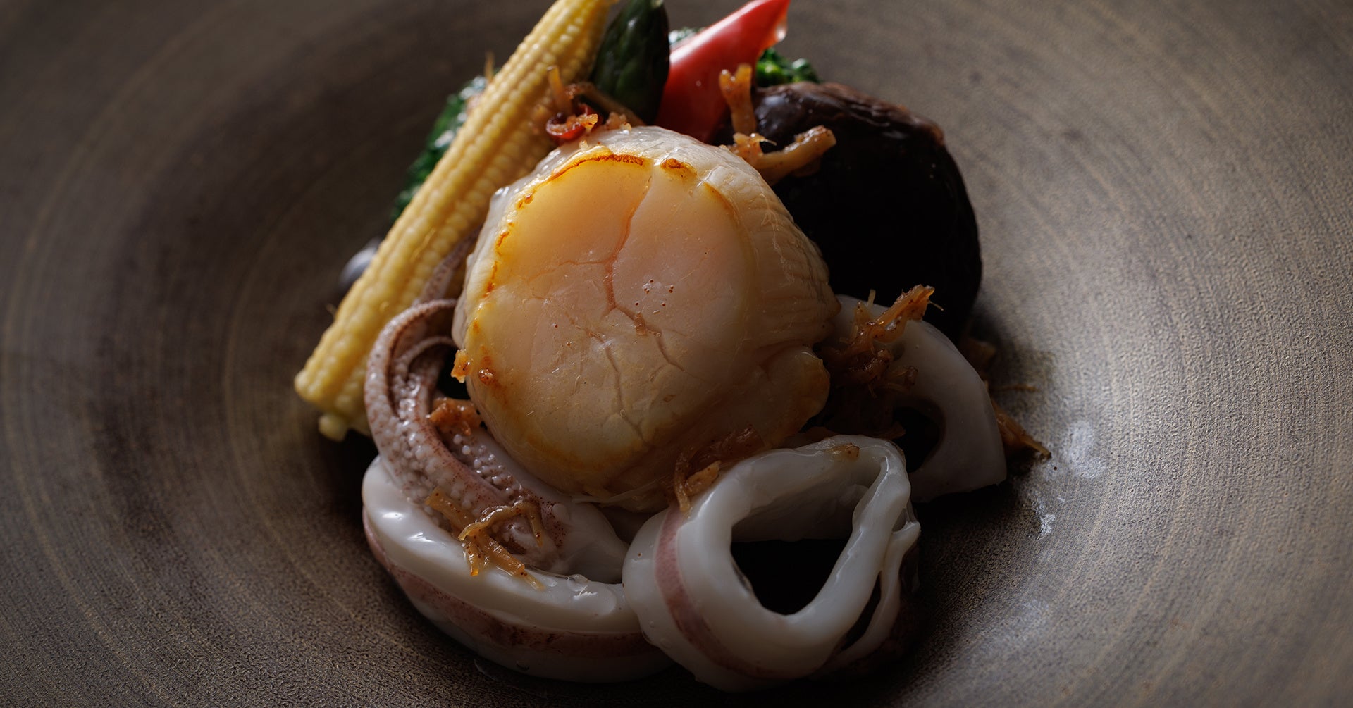 帆立貝とヤリイカの自家製XO醤炒め（ランチ）