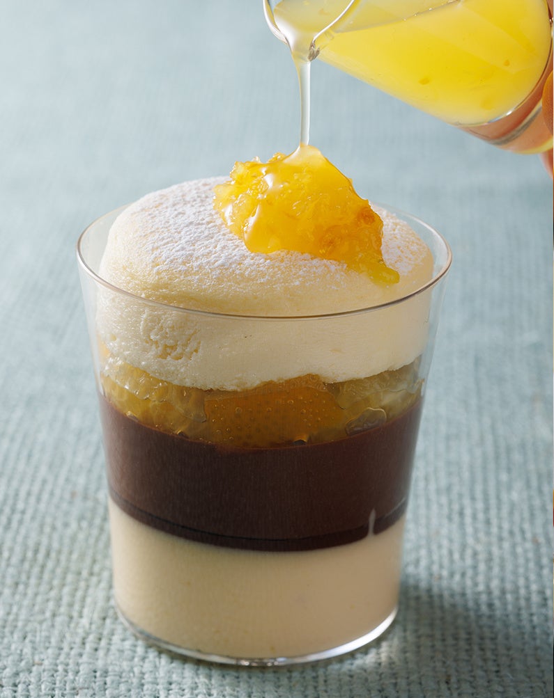 甘夏とスフレチーズケーキのショコラプディング