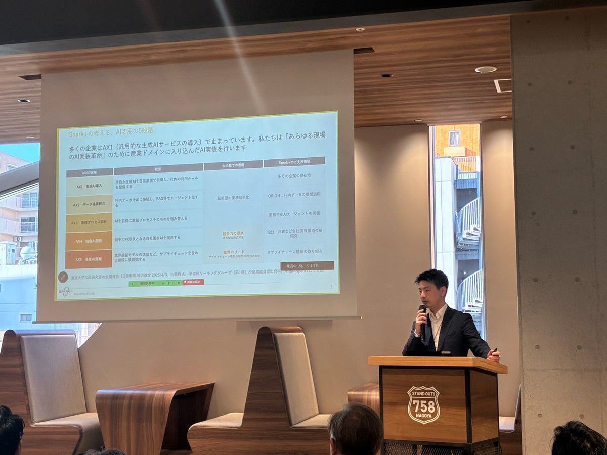 登壇する代表取締役CEO 本田 純平(写真提供:一般社団法人中部経済連合会)