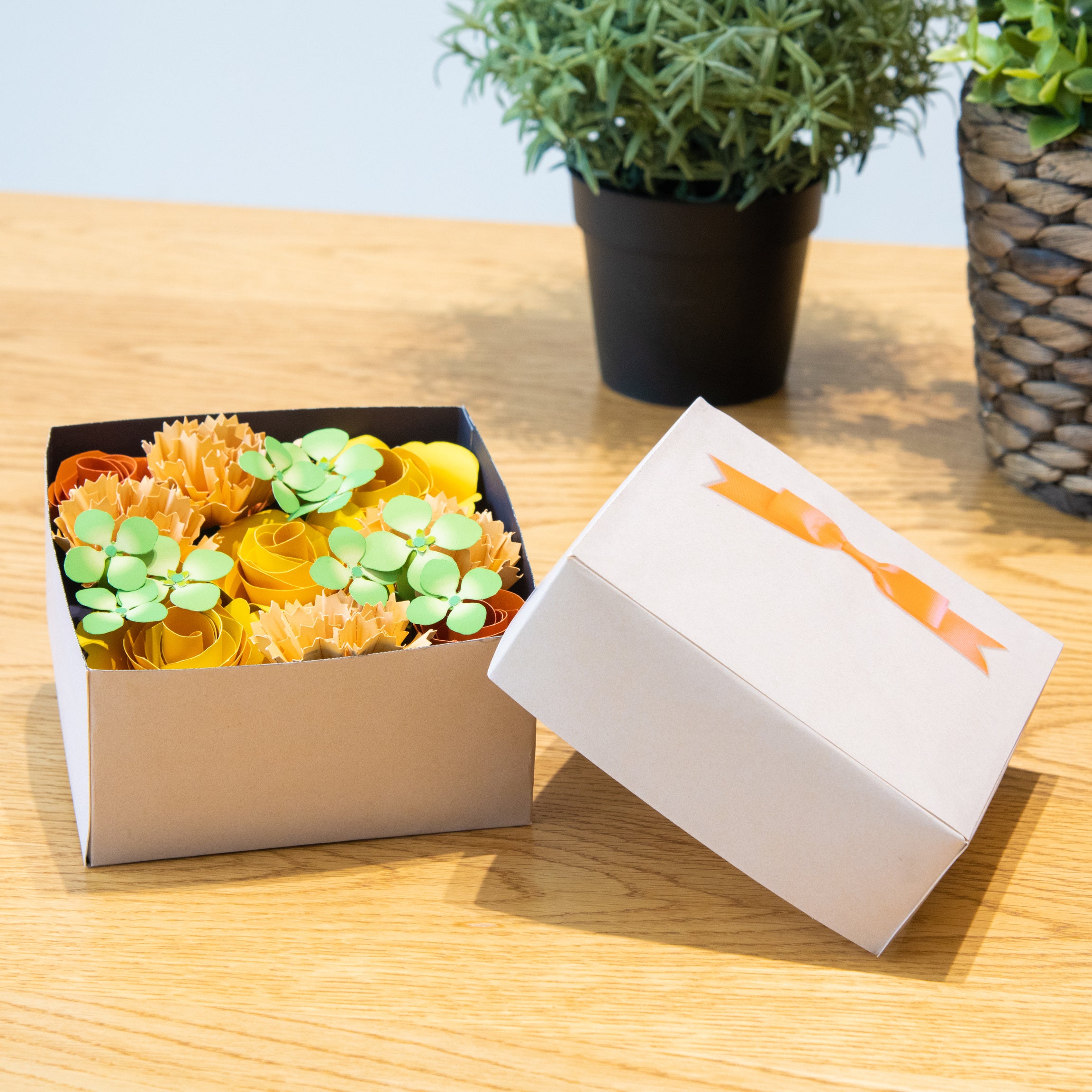 フラワーボックス （バラ／オレンジ）