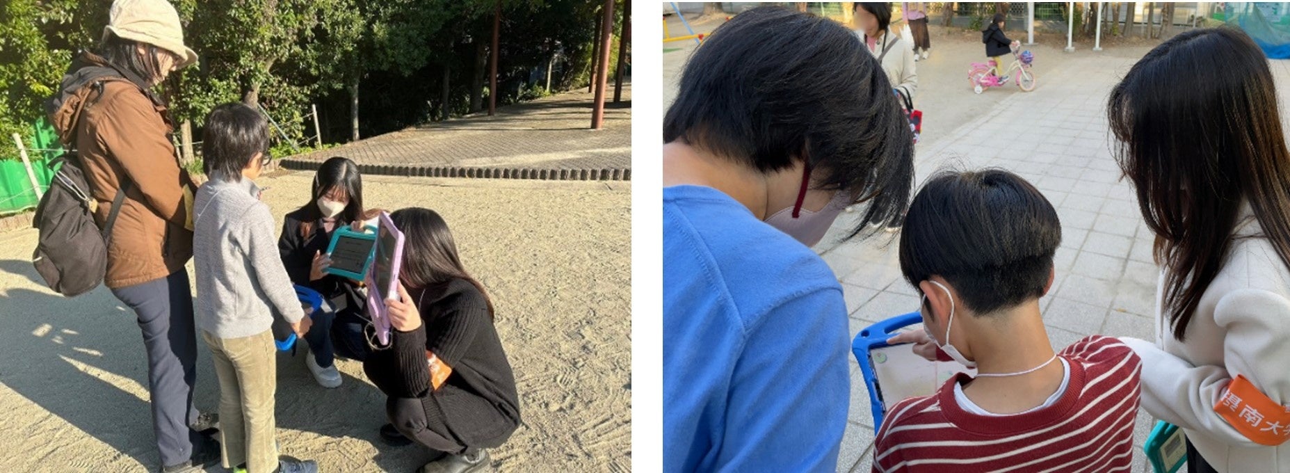 学生と参加者のまちあるきの様子