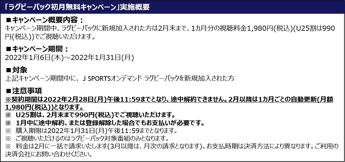 ジャパンラグビー リーグワン22 1 7 金 開幕 ラグビーパック初月無料キャンペーン 1 6 木 スタート ラグビー情報番組 30分ハイライト番組 新テーマソングも誕生 J Sportsのプレスリリース ジャパンラグビー リーグワン22 1 7 金 開幕 ラグビーパック初月無料キャンペーン 1 6 木 スタート ラグビー情報番組 30分ハイライト番組 新テーマソングも誕生 J Sportsのプレスリリース