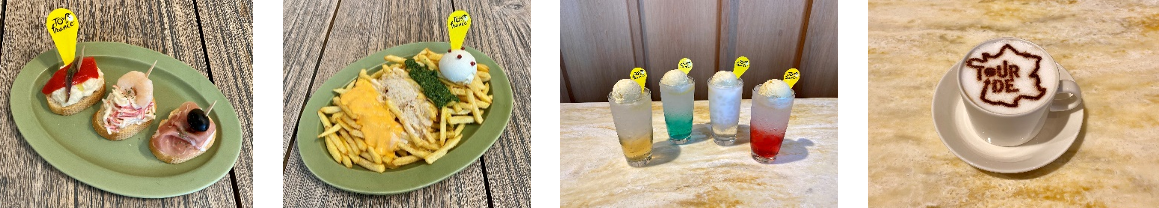 ピンチョス　　　　　　　　フリット　　　　　　　　　4賞クリームソーダ　　　　　　カフェラテ