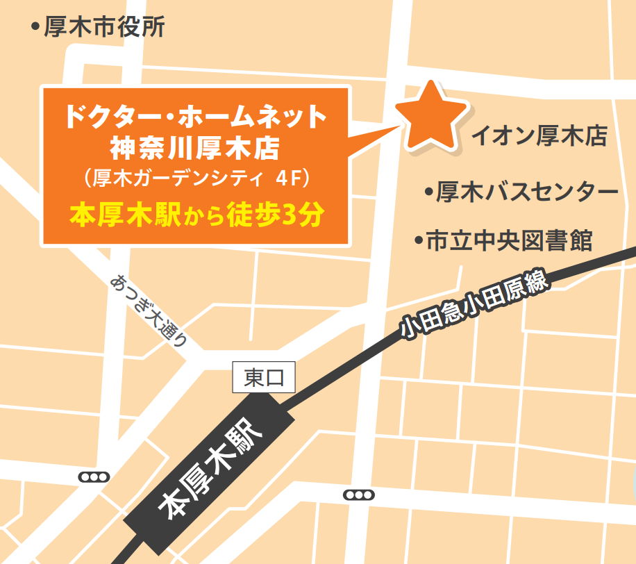 本厚木駅から徒歩３分！駅チカで便利