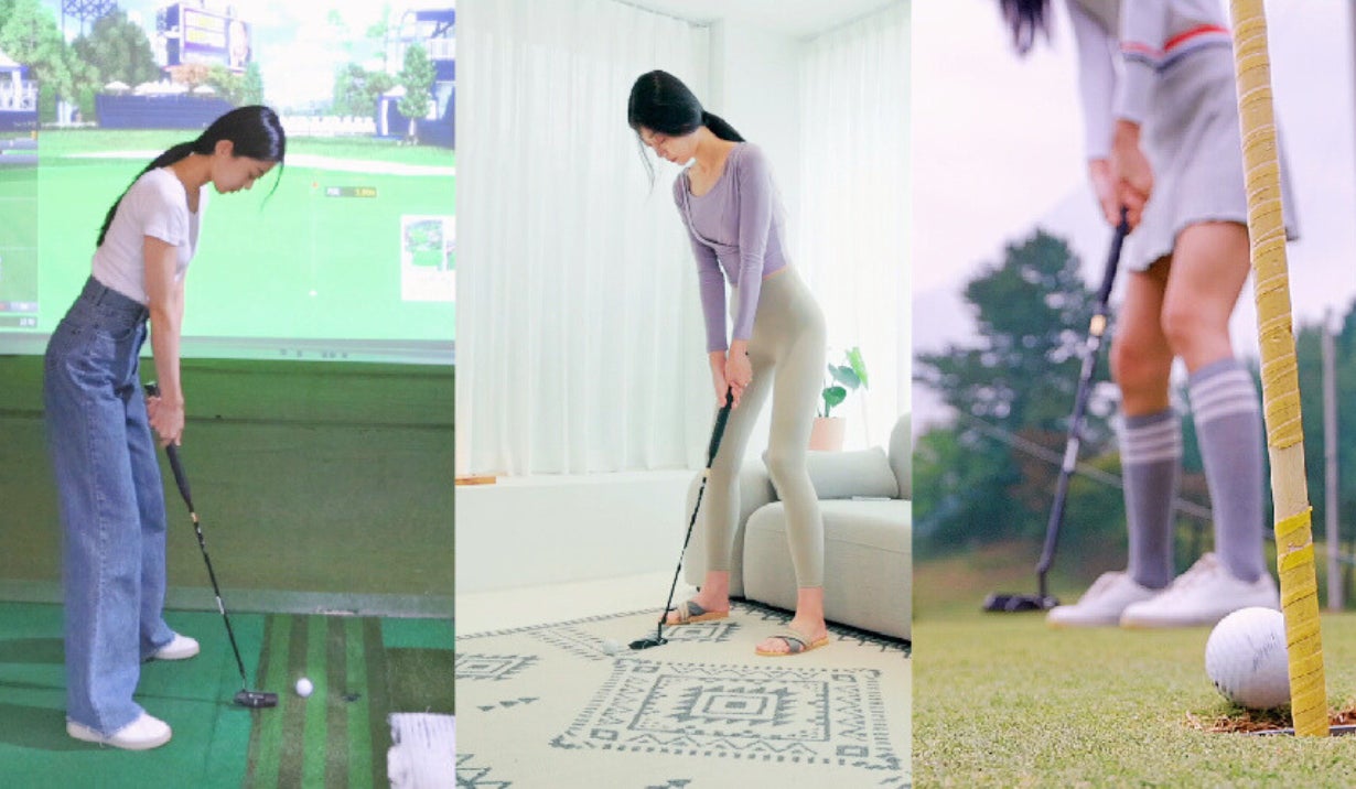 マット不要、ゴルフパターに挿すだけ どこでもパッティング練習 マット不要、ゴルフパターに挿すだけ どこでもパッティング練習