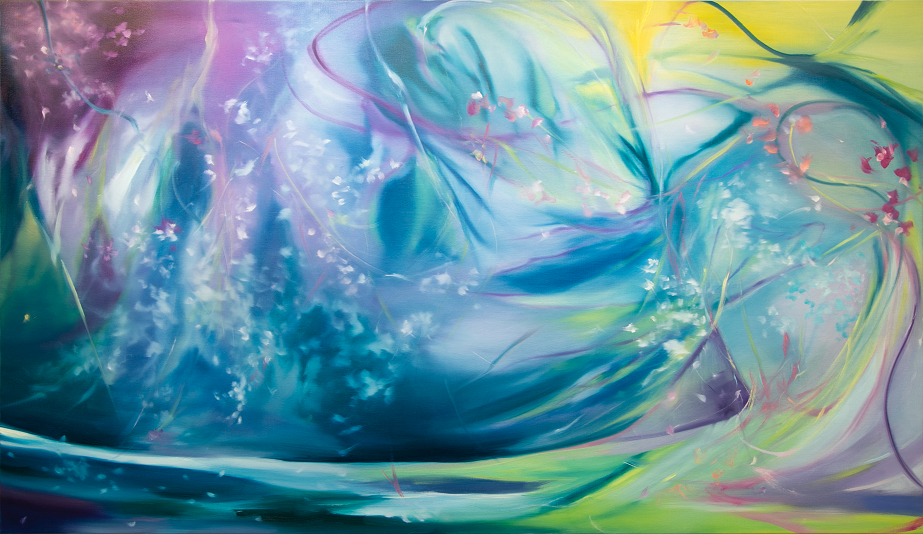 高屋永遠「風と踊り子」（三連画 - 中央）