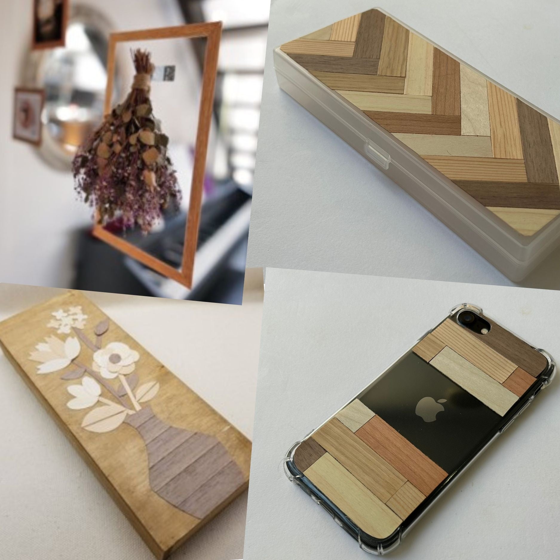 小箱、スマホケースに貼りつけたり