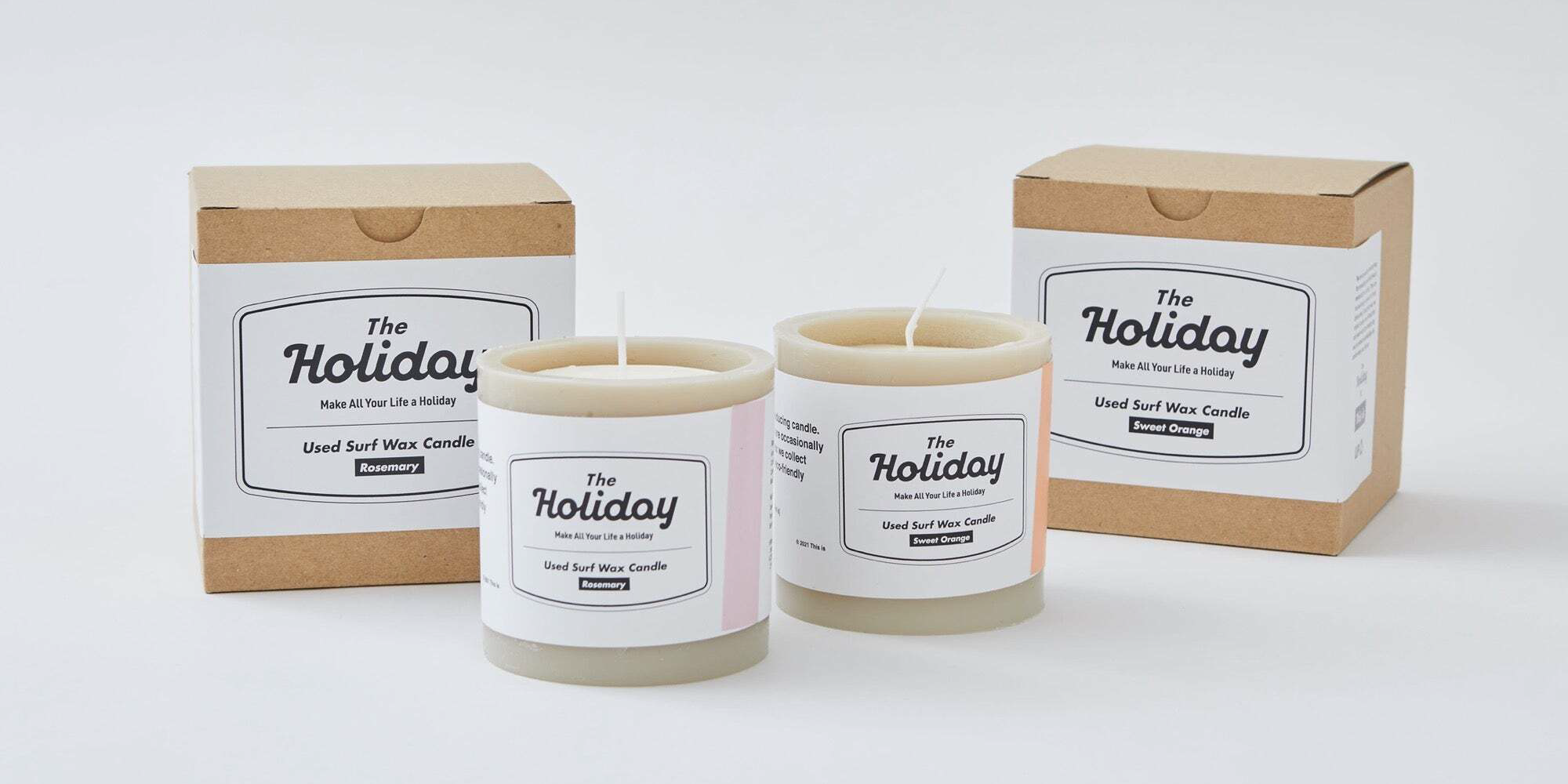 サーフボード用ワックスをアップサイクルした「アロマキャンドル」